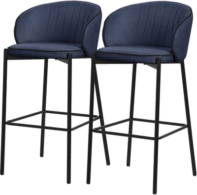 Barkruk set van 2 donkerblauw 50x101x54 cm met rugleuning en voetensteun tot 120 kg ML-Design