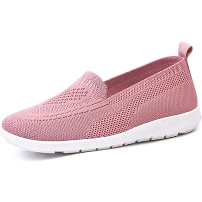 Dames Loafers Flats Comfortabele Gebreide Katoenen Instappers Luxe Schoenen Dames Ballerina Dames Schoenen Schoenen voor Ouderen 36 pink