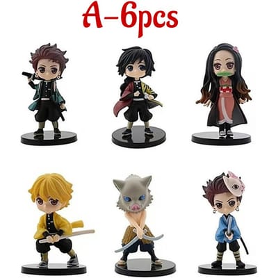 12 stuks/set Anime Demon Slayer Kamado Nezuko Kamado Tanjuurou Strijdversie Actiefiguur Verzamelbare Modellen Speelgoed 10cm black