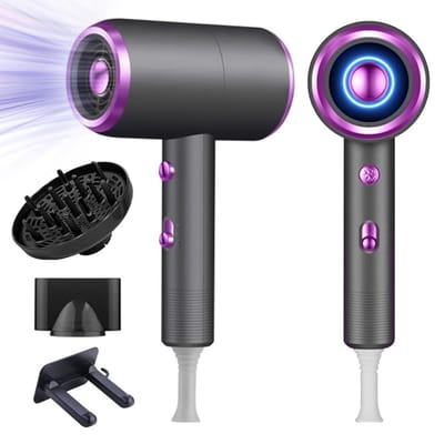 Haarfohn - Föhn met Diffuser – Krullen – Ionische Haardroger met Borstel - 3 Standen - 3 Opzetstukken – Reisföhn - Coolshot – Haarföhn met Diffuser – Hair Dryer - 1800W - Grijs