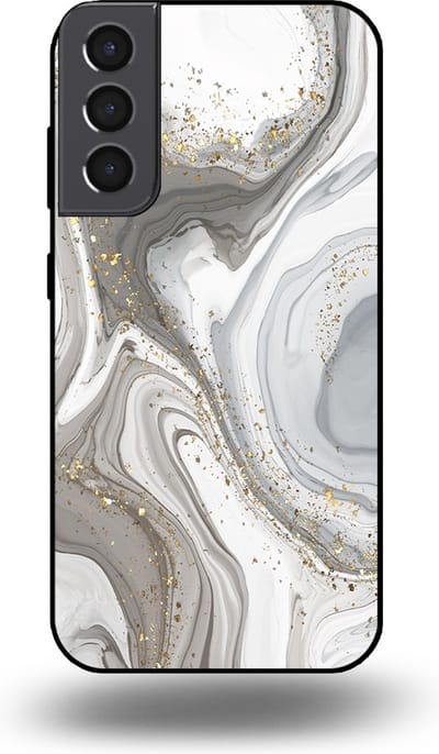 Smartphonica Telefoonhoesje geschikt voor Samsung Galaxy S21 met marmer opdruk - TPU backcover case marble design - Zilver geschikt voor Samsung Galaxy S21