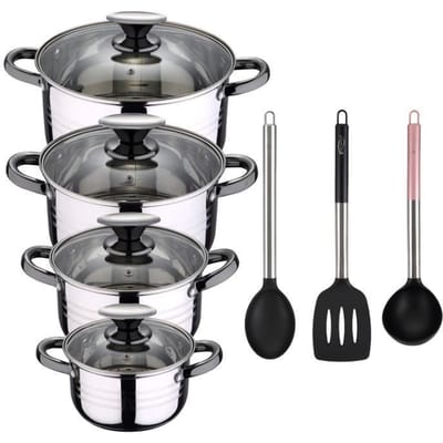 Batterie de cuisine - SAN IGNACIO - Hita - 8 pièces - Acier inoxydable - Compatible induction
