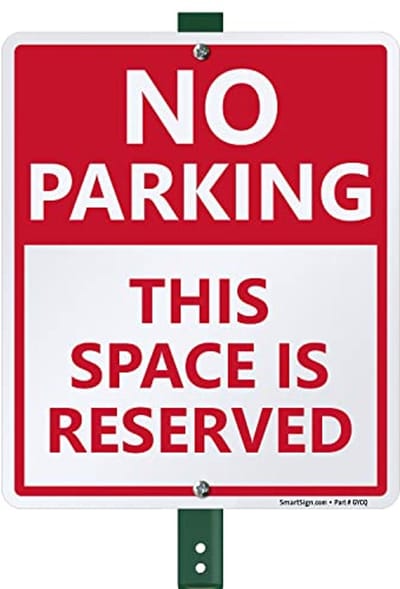 Geen parkeerplaats - gereserveerd bord voor tuin of oprit, 40 mil aluminium, 30 x 25 cm, weerbestendig