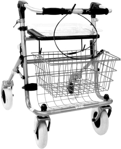 Rollator 43 cm zitbreedte - Premis Provo - Tot 120 kg - In hoogte verstelbaar - Inklapbare Duwbeugel - Dubbelzijdig geremd - Metallic Titanium