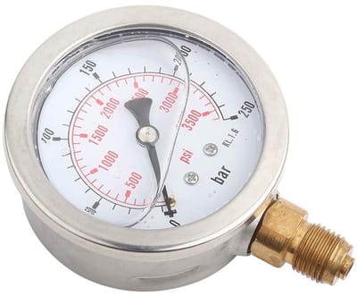Dailygoods- Manometer 0-250 bar/0-3750 PSI - Vloeistofgevuld - 63 mm Wijzerplaat - G1/4 Schroefdraadverbinding - Duidelijke Digitale Markeringen - Drukmeter