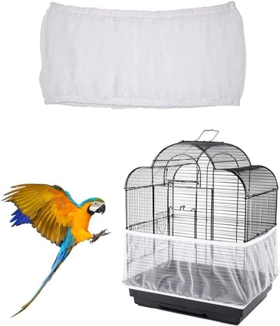 Beschermhoes voor Vogelkooien, Vuilvanger en Zadenopvang, Geschikt voor Ronde en Vierkante Kooien van 140-220 cm, Wit