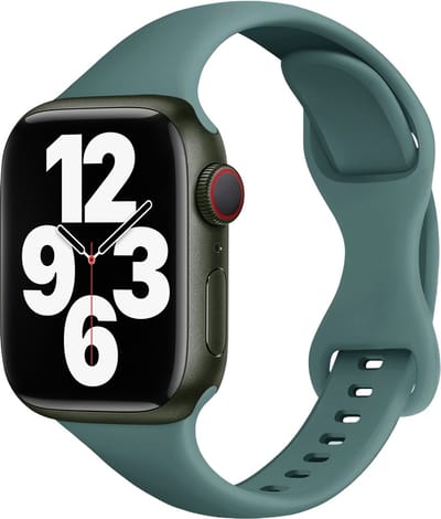 By Qubix - Geschikt voor Apple Watch bandje - Siliconen sportbandje Slim Fit - Groen - Geschikt voor Apple Watch 38mm / 40mm / 41mm / 42mm - siliconen sport bandje - smartwatchbandje
