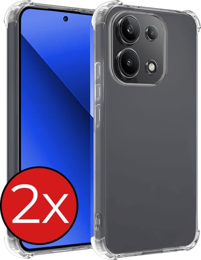 Hoesje - 2 Stuks - Geschikt voor Xiaomi Redmi Note 13 4G - Sterk & Shockproof - Back Cover - Siliconen Case - Telefoon Hoes Shock Proof - Telefoonhoes - Transparant