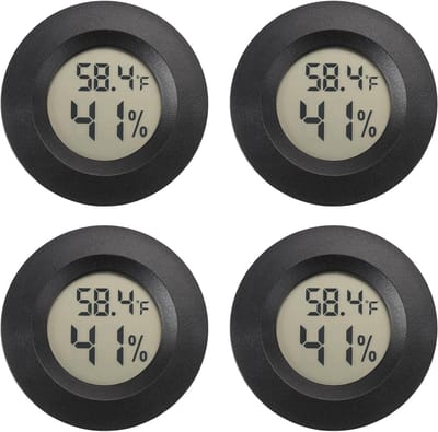 Mini Digitale Hygrometer & Thermometer - Binnen/Buiten Vochtigheid & Temperatuur Meter-Sauna, Geschikt voor Kas, Tuin & Kelder, Fahrenheit(℉)/Celsius(℃) Omkeerbaar, 4-Stuks Set-zwart