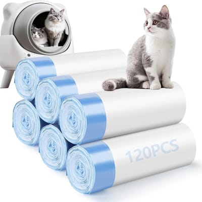 6 rollen - 15 zakken per rol - Verdikte kattenbakvullingzakken - Zakken voor automatische kattenbakken - 45 x 50 cm