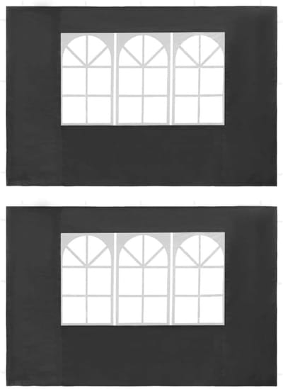 Set van 2 Zijpanelen voor Partytent of Biertent (300x195 cm) - Water- en UV-bestendig met Raam