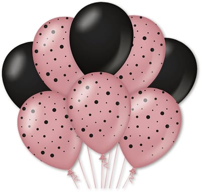 Q2P - Bubbels Ballon - Verjaardag Versiering - Rosegoud & Zwart - Latex Ballon - Helium Geschikt - Feest Decoratie