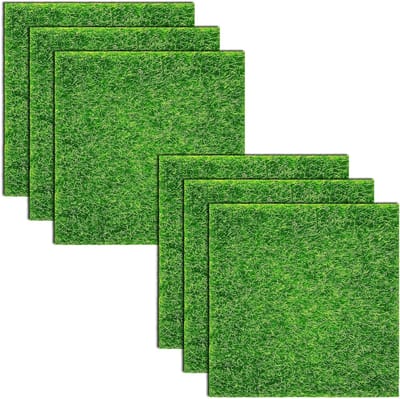 6 stuks feeëntuingras 30,5 x 30,5 cm miniatuur kunstgras voor poppenhuisversiering, doe-het-zelf decoratie
