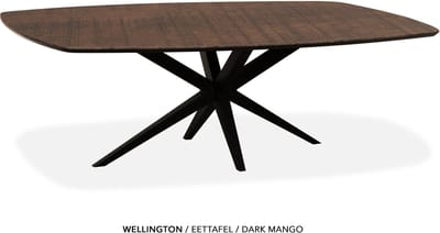 Maxfurn - Deens ovale eettafel 160x92cm met verjongde rand | Zeer krasvast | Kleur: Dark mango