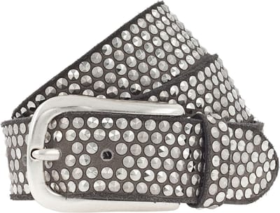 b.belt Leren riem Zoe Silver Stud Belt W95 Taupe
