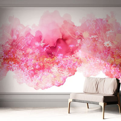 Coloray Zelfklevend Behang - Bloemenpatroon Zelfklevend fotobehang - 312x250 cm - Roze Zelfklevend Behang - Voor de slaapkamer, woonkamer en hal. - Herpositioneerbaar - Stickerbehang op rol