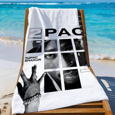 Rapper 2Pac T-Tupac S-Shakur-S Handdoek Sport Sneldrogend Reis Kampeeruitrusting Zandbestendig Zacht Licht Grote Strandhanddoek W30*H60(CM)