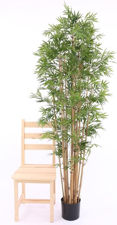 Kunstbamboe boom - Nep bamboe plant - Decoratie binnen - Natuurlijke bamboestammen - 210 cm hoog - Groen