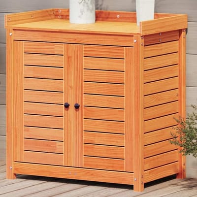 Plantentafel met kast - Tuintafel werktafel - Planten verzorgen - Massief grenenhout - 825 x 50 x 865 cm - Bruin