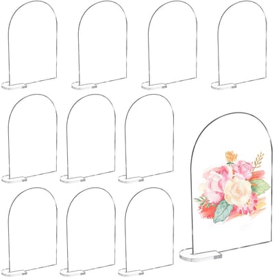 carmdering - Acryl Tafelkaartjes - Transparante Naambordjes - Gebogen Place Cards - Laser Gesneden Oppervlak - Krasbestendig Design - Hoogwaardig Acryl - Moderne Gewelfde Vorm - Veilige Weergave Op Tafels - 10 Stuks