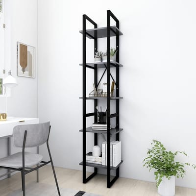 vidaXL - Boekenkast - met - 5 - schappen - 40x30x175 - cm - bewerkt - hout - grijs