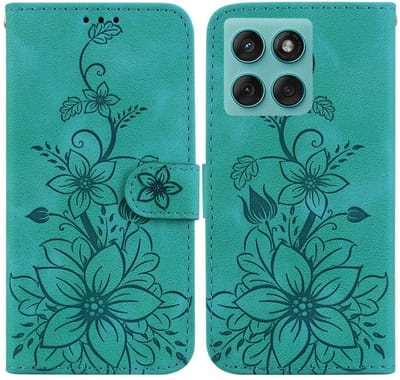 Coverup Hoesje - Geschikt voor Motorola Edge 60 / 60 Fusion Hoesje - Coverup Bloemen Book Case - Groen