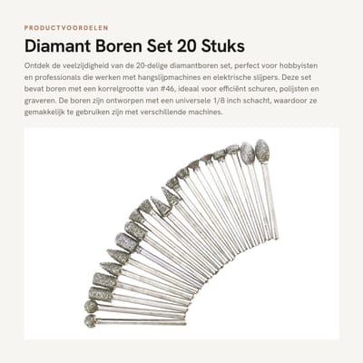Dailygoods - Diamant Boren Set - 20 Stuks - Voor Hangsleuf en Elektrische Slijpmachines - 1/8 Inch - Geschikt voor Graveren en Polijsten