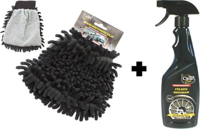 Autowas Set - Autowashandschoen en Velgenreiniger Spray - Auto wassen reinigen schoonmaken - Carclean set