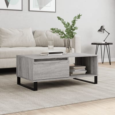 vidaXL - Salontafel - 90x50x36,5 - cm - bewerkt - hout - grijs - sonoma
