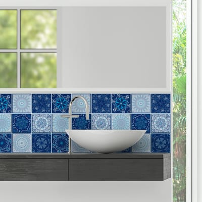 Muurstickers - Zelfklevende tegelmuurstickers voor keuken en badkamer - 9 Boheemse tegelstickers van YUMTAX - 9 stickers 20x20cm