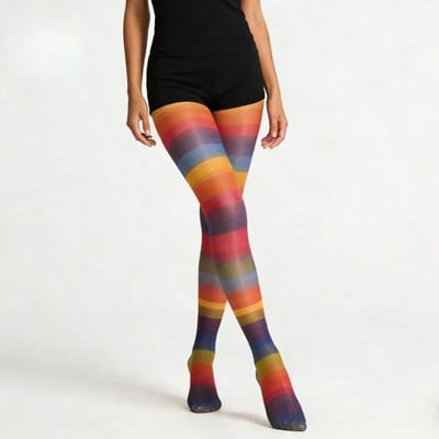 Dopamine Regenboog Sokken Kleurverloop Lange Sokken Modieuze Kleurrijke Gestreepte Panty's Geschikt Voor Feestelijk Dragen Dames Sokken one size black