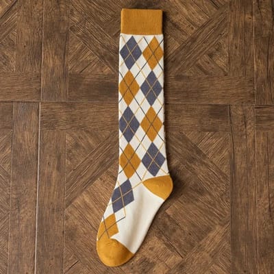 Mode Geruite Dameskousen Lange Sokken Kousen Dames College Stijl Gebreide Katoenen Kniekousen Kousen Japanse Schoolmeisjes One Size brown