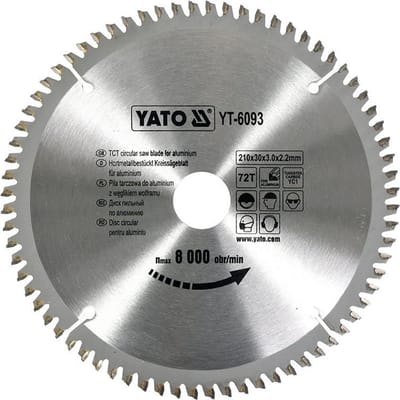 HM zaagblad 210 x 30 mm, 72 tanden voor aluminium, kunststof en non-ferrometalen