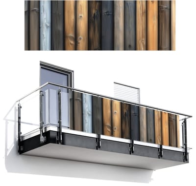 Balkonscherm 300x100 cm - Balkonposter Hout - Planken - Gemengd - Balkon scherm decoratie - Balkonschermen - Balkondoek zonnescherm
