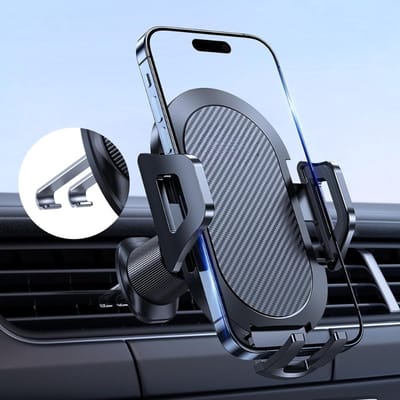 Famanu – Telefoonhouder voor auto ventilatierooster met dubbele stalen haak, extra stabiele smartphonehouder