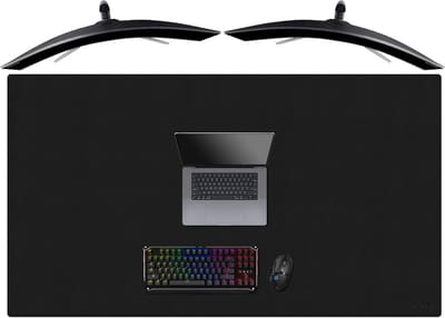SnelShoppen - Bureauonderlegger Leer 1400 x 800 mm, XXL Gaming Muismat Oversized Waterdicht voor Kantoor en Thuis, Zwart, Perfect voor Gaming en Werke