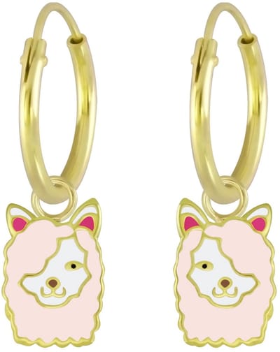 Joy|S - Zilveren Alpaca lama bedel oorbellen - oorringen - gold plated