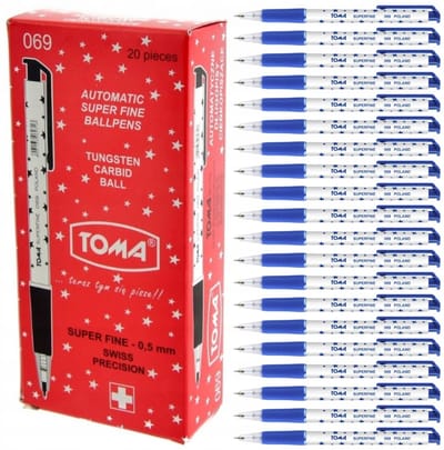 Toma Blauwe Sterren Automaat Pennen - 20 Stuks - 0,5mm Fijne Lijn