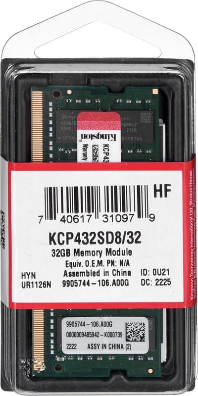 Kingston ValueRAM KCP432SD8/32 - Laptopgeheugen - 32GB - DDR4 - SODIMM - 3200MHz - 1 x 32 GB