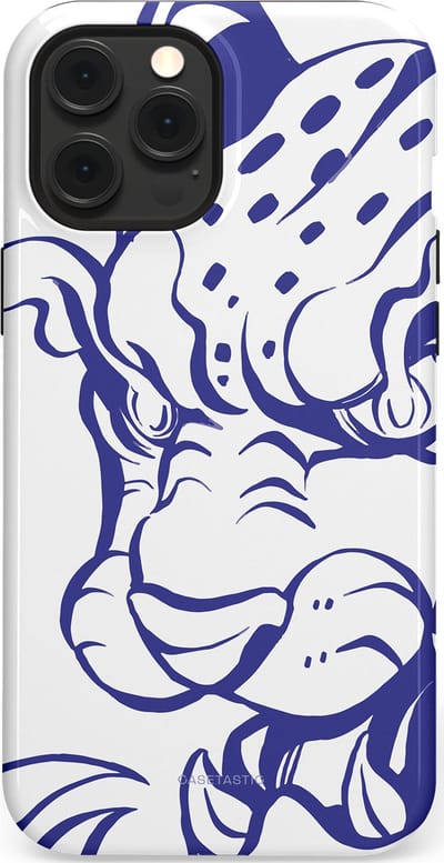 Casetastic Hoesje Geschikt voor Apple iPhone 12 Pro Max Magsafe - Stijlvolle Beschermende Duo-layer Case - Blauwe Panter Hoofd