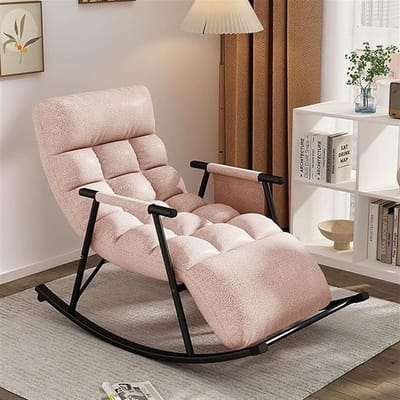 Schommelstoel met beensteun - Ligstoel relaxfauteuil - Ontspannen in de tuin - Verstelbare rugleuning - Niet gespecificeerd - Roze