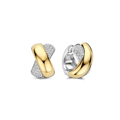 TI SENTO Dames Oorbellen - 925 zilver - Zirkonia met geel verguld - 78047ZY