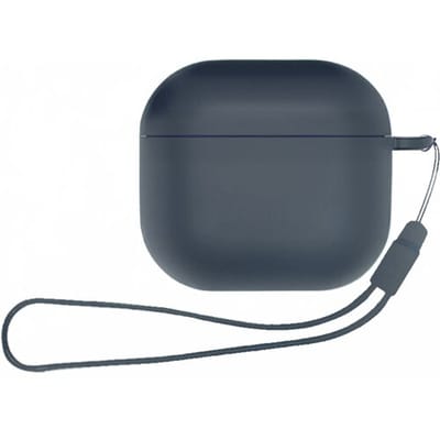 ShieldCase Siliconen Hoesje met Koordje Geschikt voor Airpods 4 - Siliconen Case voor Apple Airpods 4 Case Hoesje - Donkerblauw