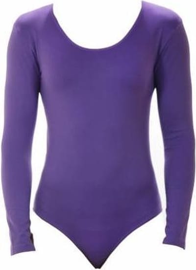 J&C body lange mouw microfiber 6889 - Bodysuit dames - Ronde hals - Paars / S/M