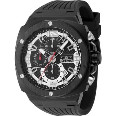 Invicta Racing 48164 Heren Horloge - Quartz Uurwerk - Roestvrij Staal met zwarte Wijzerplaat - 47mm