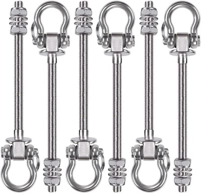 SnelShoppen - 6 Schommelhaken 210 mm, Roestvrij Staal, M10, Voor Hangmat, Hangstoel, Betonplafond, Houten Balken, Draaibare Bokszak, Zware Belasting,