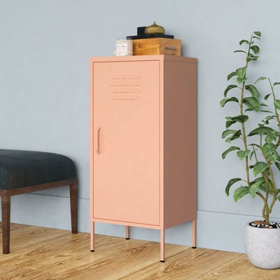 vidaXL - Opbergkast - 42,5x35x101,5 - cm - staal - roze