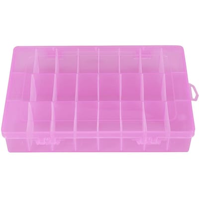 24 Vakken Plastic Sieraden Verstelbare Doos Afneembare Organizer Kralen Oorbellen Opbergkoffer (Roze) roze