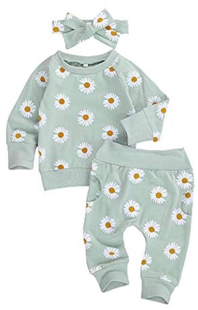 Lente Herfst Winter Baby Meisjes Kleding Set - Sweatshirt en Broek met Bloemenprint