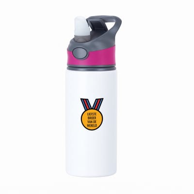 Hacebo® - liefste broer van de wereld waterfles met rietje roze - Broer - de liefste broer - verjaardagscadeau - verjaardag - cadeau - cadeautje voor broer - broer artikelen - kado - geschenk - gift - water fles - 650ML